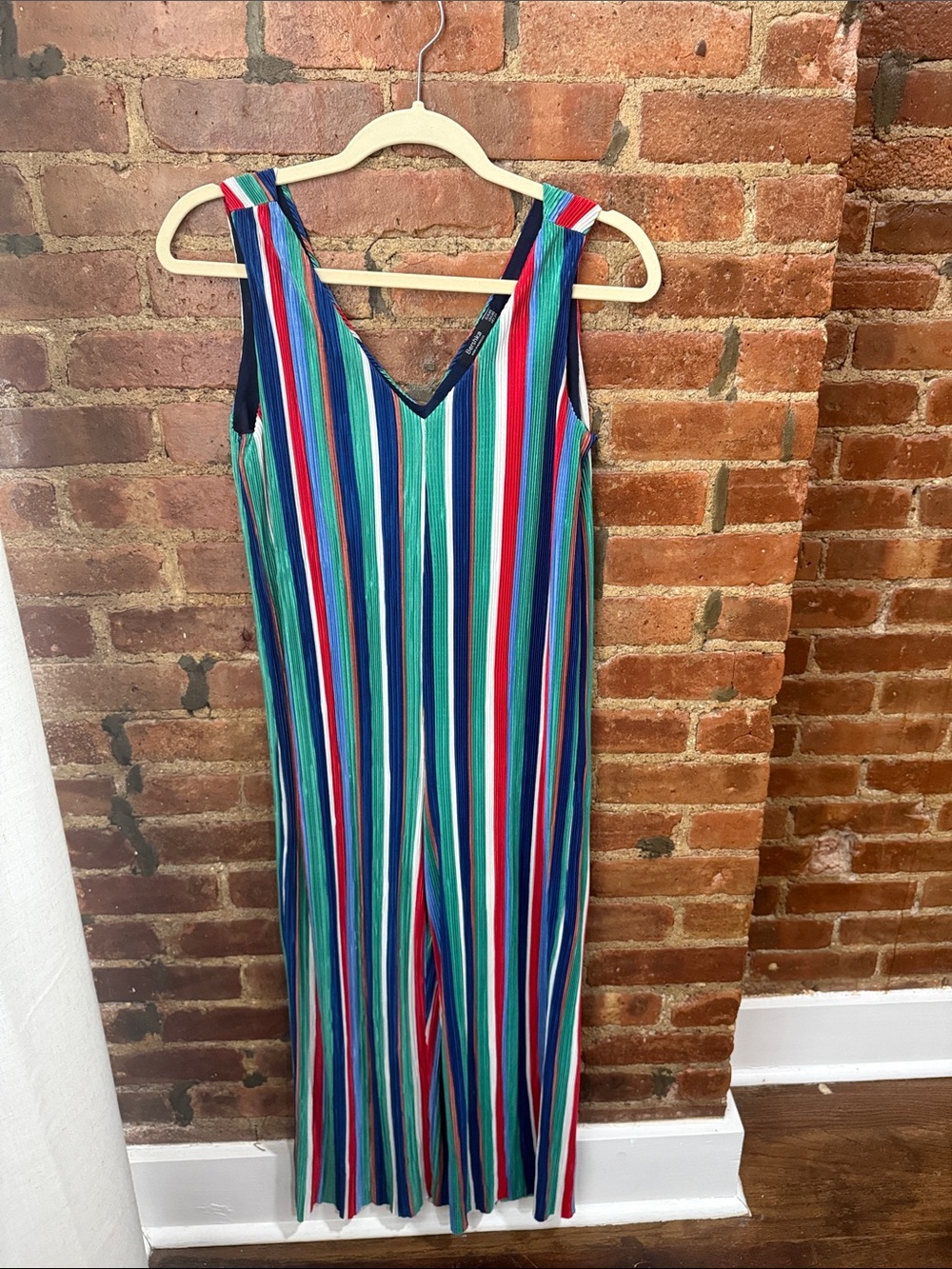 Bershka Multicolor Vertical Stripe Sleeveless Jumpsuit